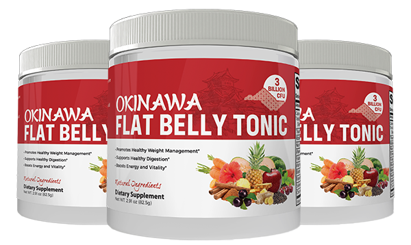 three bottles of Okinawa Flat Belly Tonic